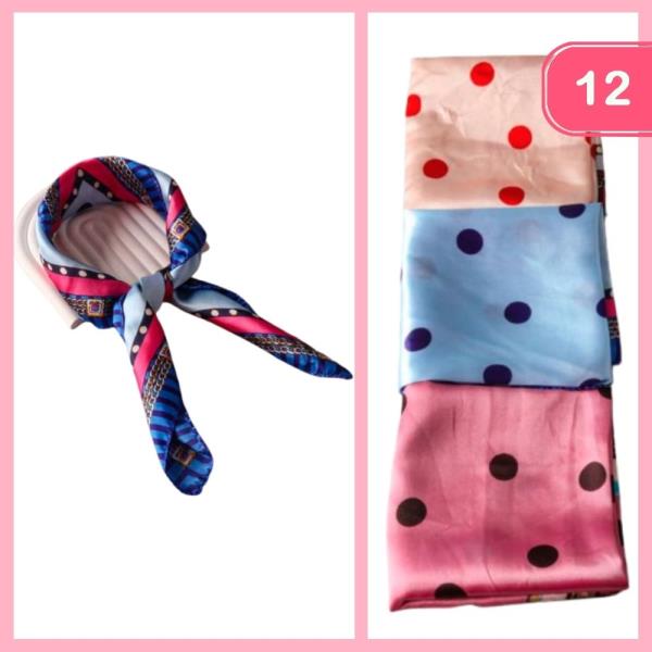 LUXURY POLKA DOT SILK LIKE SCARF (12 UNITS)