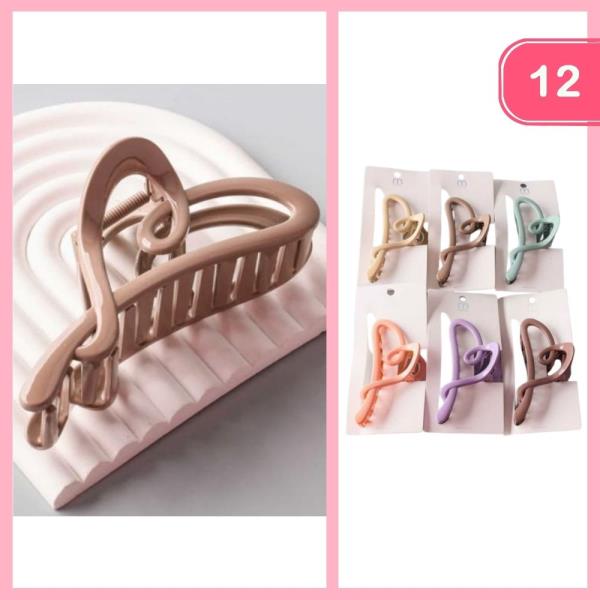 HEART LOOPED HAIR CLAW CLIP (12 UNITS)