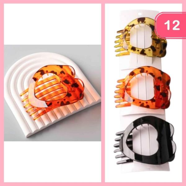 TORT FLAT HEART CLAW CLIP (12 UNITS)
