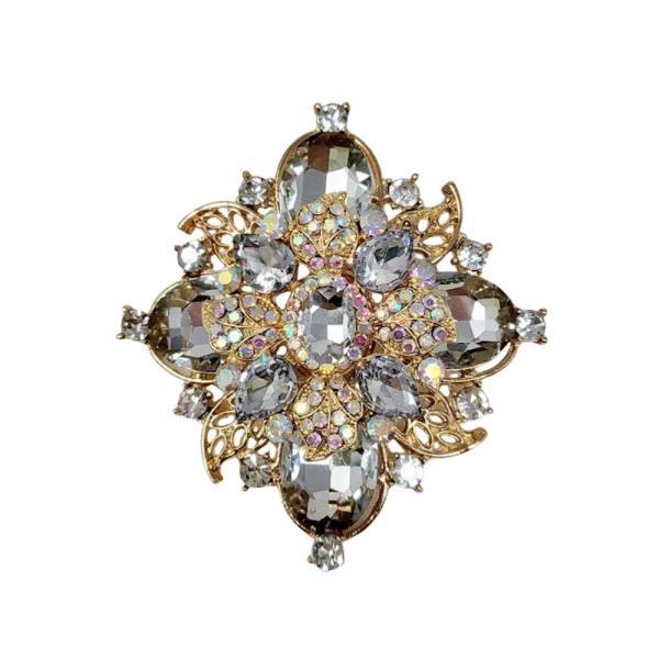 RHINESTONE FLOWER BROOCH PIN