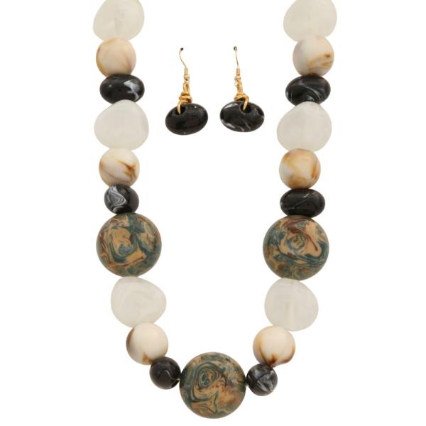 ACETATE MIXED BALL BEAD NECKLACE