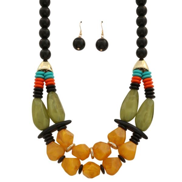 MIXED BEAD LAYERED NECKLACE