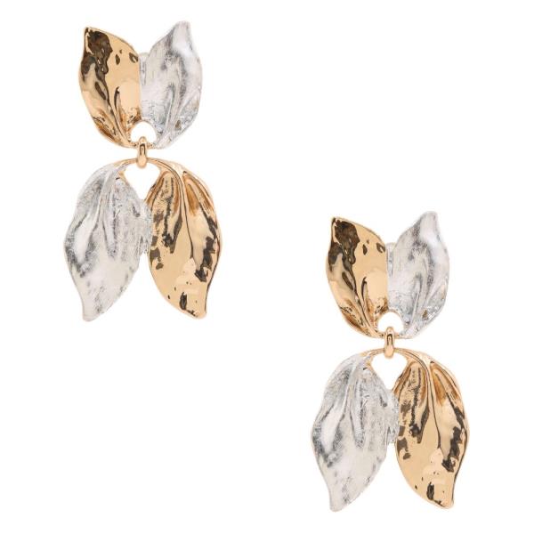 TWO TONE PETA METAL DANGLE EARRING