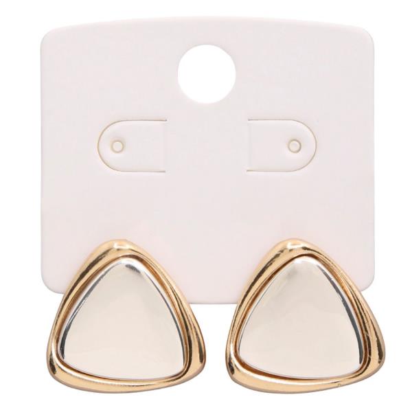 TWO TONE TRIANGLE SHAPE METAL EARRING