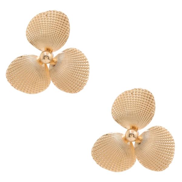 TEXTURED METAL FLOWER EARRING