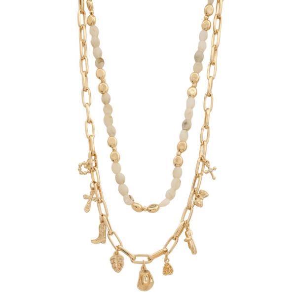 MULTI CHAM BEADED MTEAL LAYERED NECKLACE