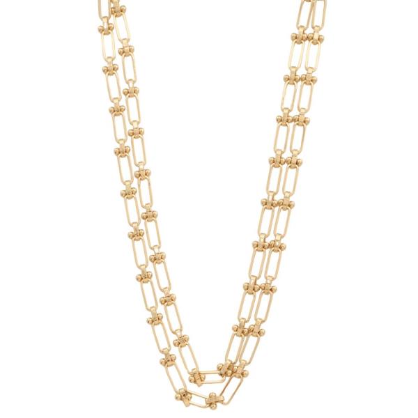 OVAL LINK BEADED LAYERED NECKLACE