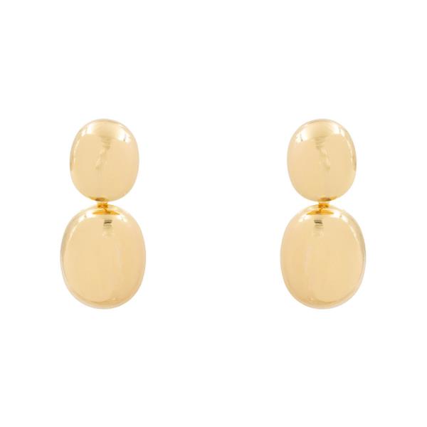 METAL DOUBLE OVAL DROP DANGLE EARRING