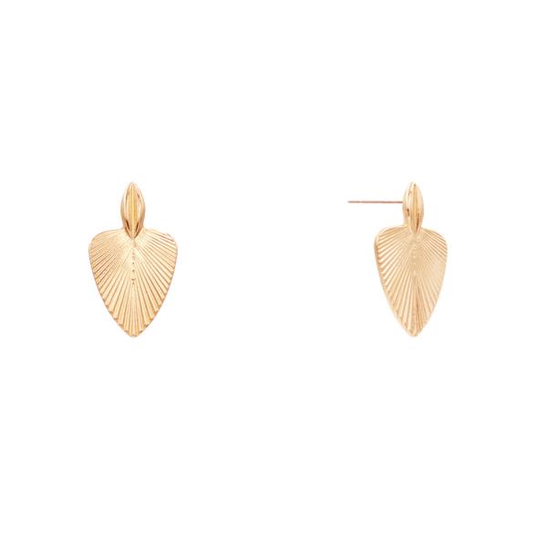 TEXTURED METAL LEAF STUD EARRING