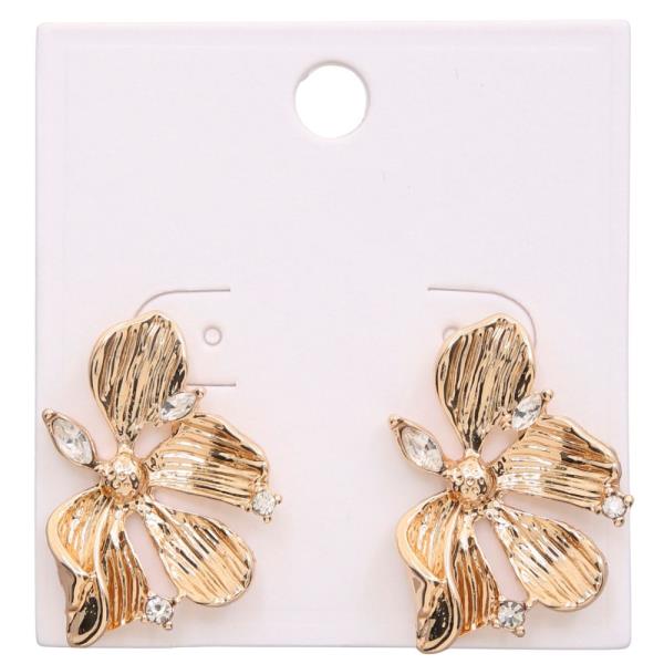 FLOWER METAL RHINESTONE EARRING