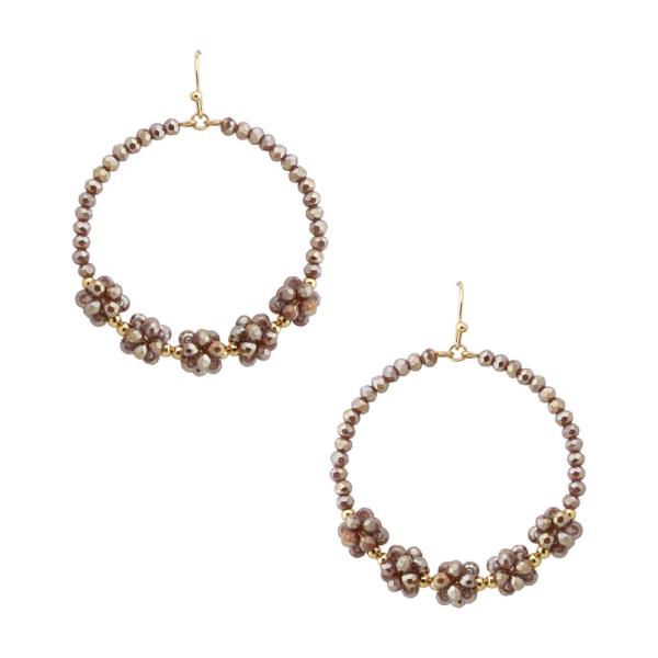 GLASS BEADED FLOWER ROUND DANGLE EARRING