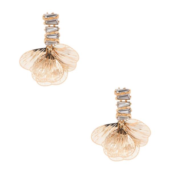 PETAL RHINESTONE METAL EARRING