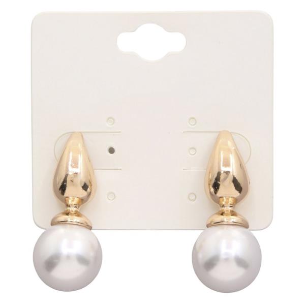 METAL PEARL DOUBLE ROUND STUD EARRING