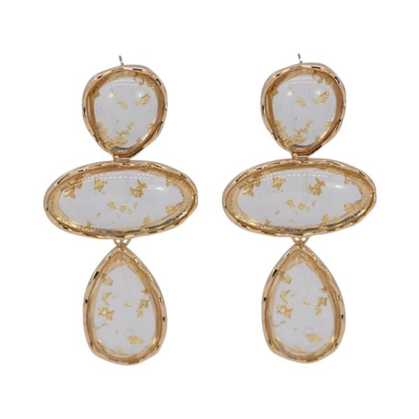 METAL OVAL DROP DANGLE EARRING