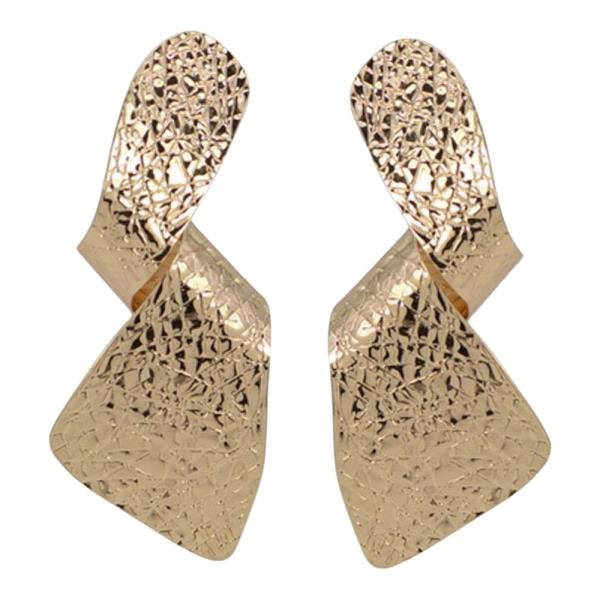 TEXTURED METAL TWISTED DROP EARRING