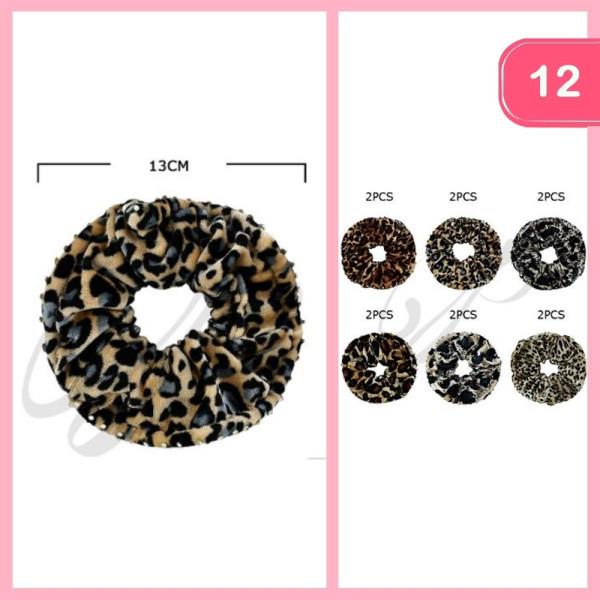 LEOPARD HAIR SCRUNCHIE (12 UNITS)