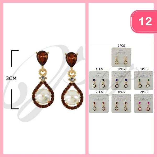 RHINESTONE DANGLE EARRING (12 UNITS)
