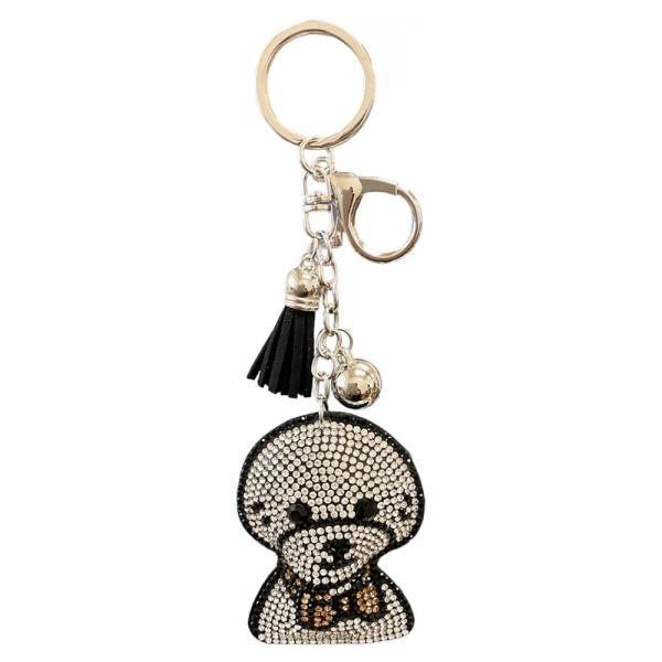 RHINESTONE ELEPHANT BAG CHARM KEYCHAIN WITH TASSEL
