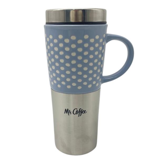 MR TRAVERTINE FLORAL - 16 OZ TRAVEL MUG W/ LID