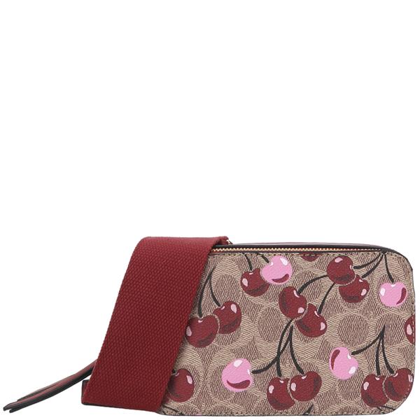 CHERRY PRINT TEXTURED CROSSBODY BAG