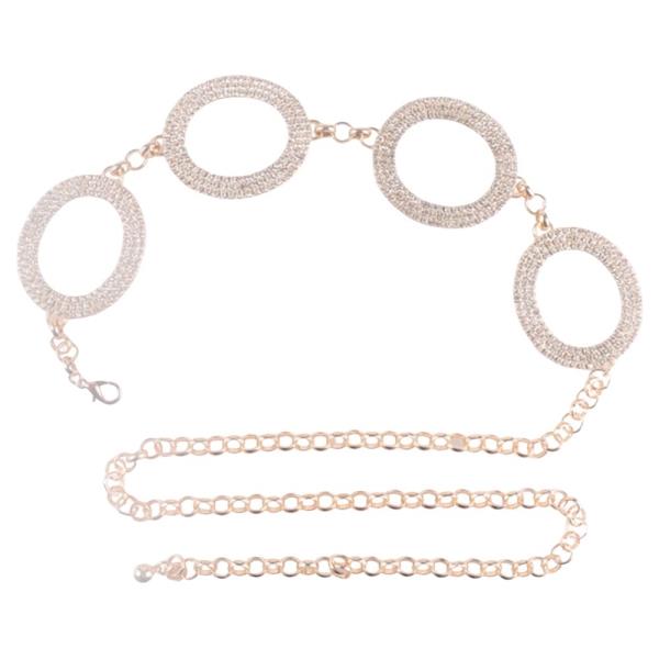 BIG CIRCLE RHINESTONE RING LINK CHAIN BELT
