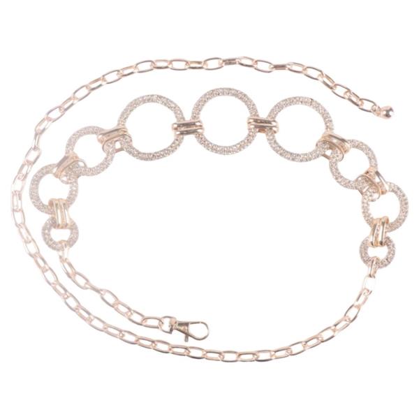 LARGE OPEN CIRCLE RHINESTONE CHAIN LINK BELT