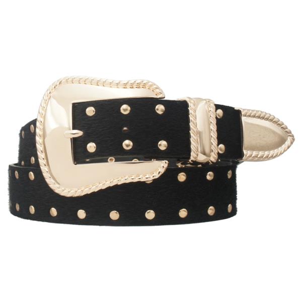 PLUS SIZE FAUX COW HIDE ROPE TRIMMED MODERN WESTERN BELT