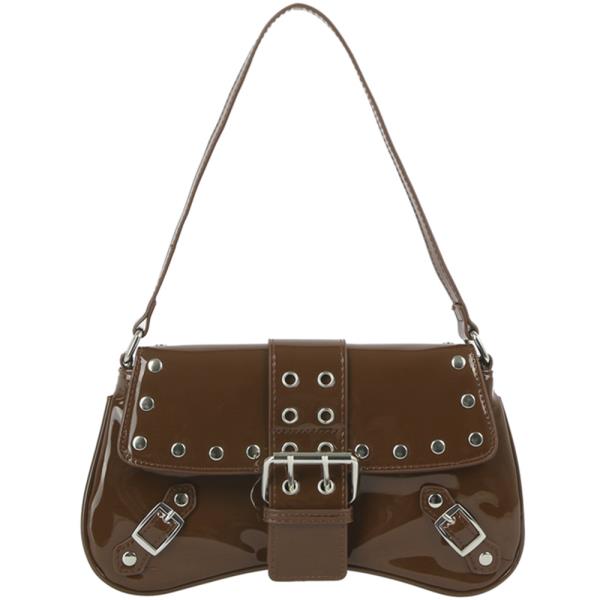 CHIC BUCKLE STUD DESIGN SHOULDER BAG