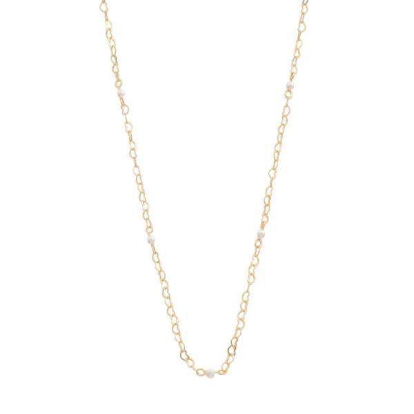 SODAJO GOLD DIPPED CHAIN LINK SMALL PEARL DETAIL NECKLACE