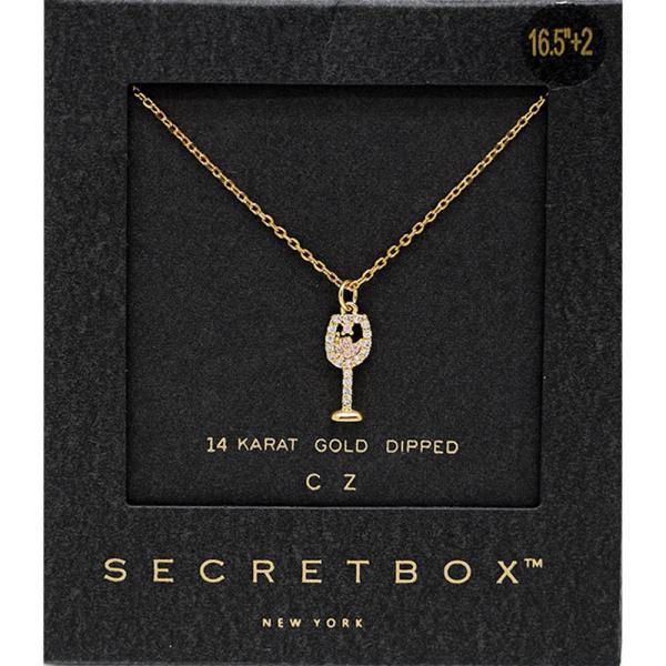 SECRET BOX  GOLD DIPPED CHAMPAIGN GLASS  NECKLACE