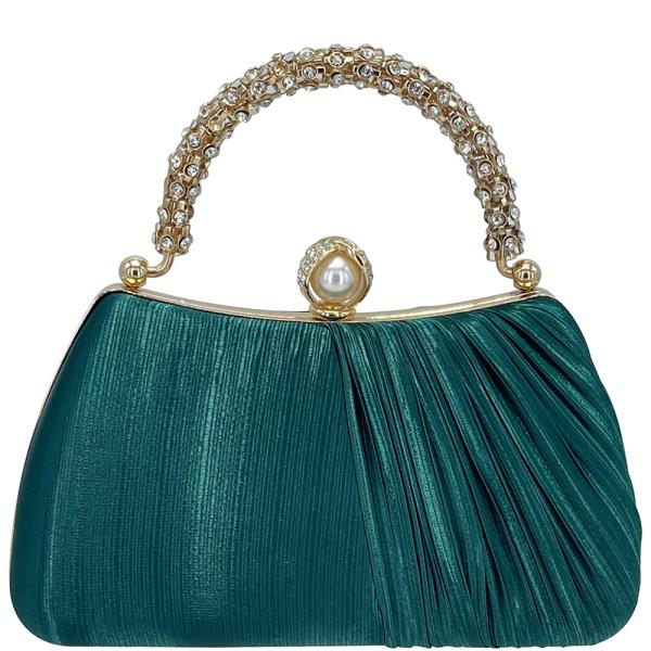 ELEGANT CHIC RHINESTONE PEARL DESIGN HANDLE EVENING BAG