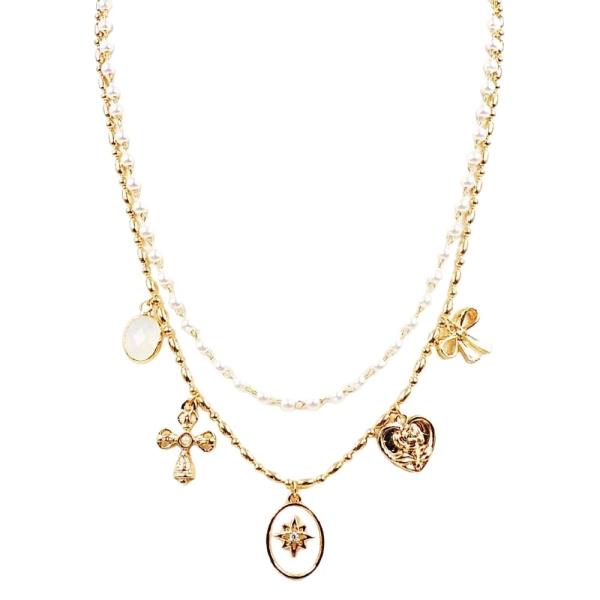 PEARL AND  MOP STAR PDT CHARM NECKLACE