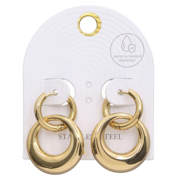 STANLESS STEEL DOUBLE CIRCLE METAL LINK EARRING