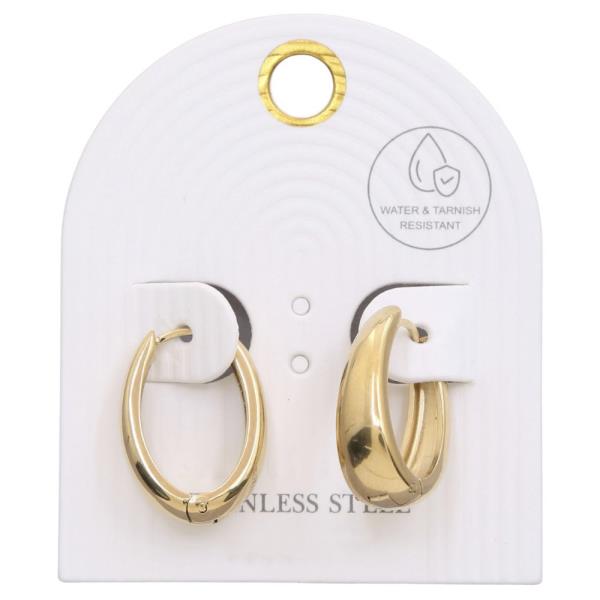 OVAL STAINLESS STEEL HOOP EARRING