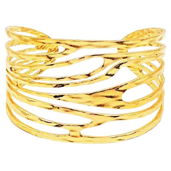 STAINLESS STEEL CROSSOVER WIDE CUFF BRACELET