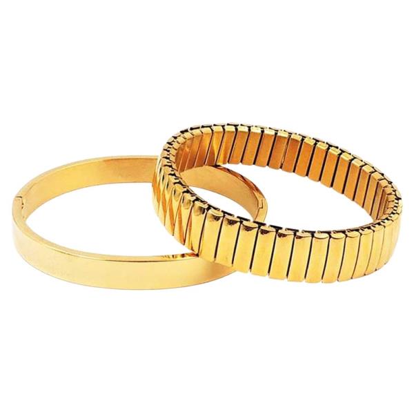 STAINLESS STEEL SIMPLE BANGLE BRACELET SET