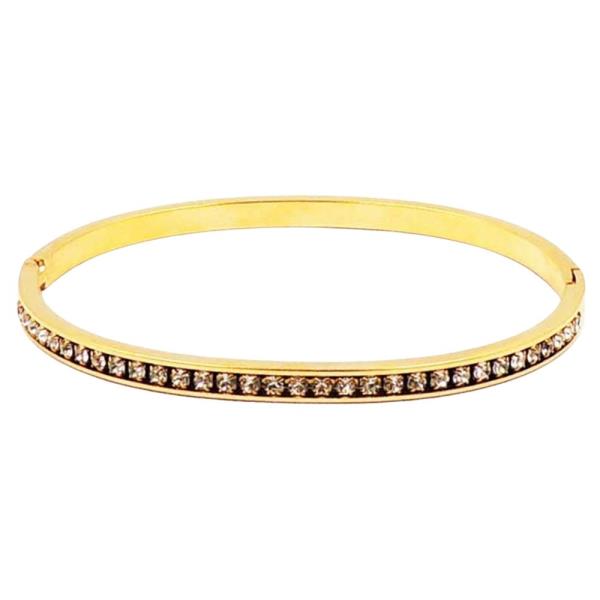 STAINLESS STEEL PAVE BANGLE HING BRACELET