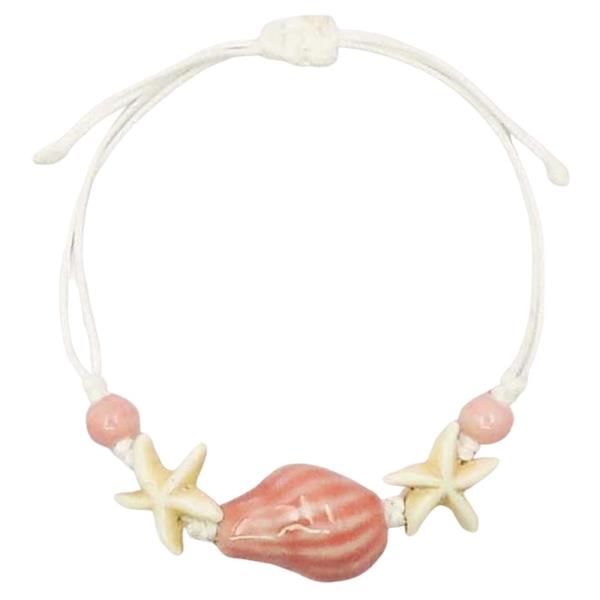 CERAMIC SHELL AND STARFISH PULL-TIE BRACELET