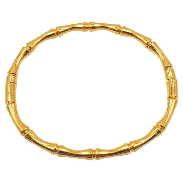 STAINLESS STEEL BAMBOO TEXTURED HINGED BANGLE BRACELET