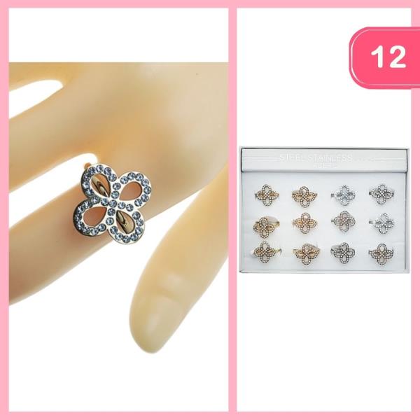RHINESTONE FLOWER RING (12 UNITS)