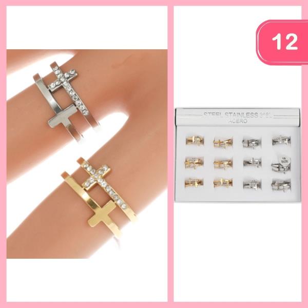 CROSS RHINESTONE RING (12 UNITS)