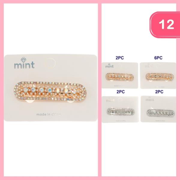 RHINESTONE BARRETTE HAIR CLIP (12 UNITS)