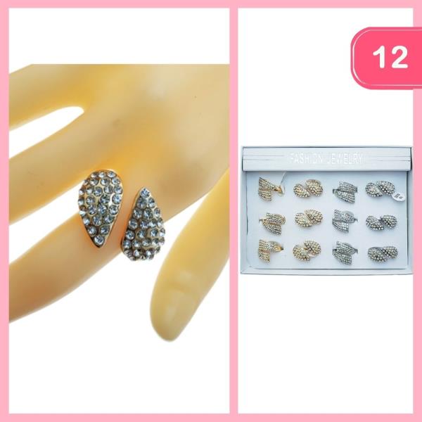 RHINESTONE OPEN RING (12 UNITS)
