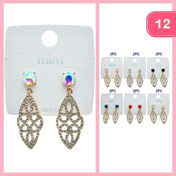 DANGLE RHINESTONE EARRING (12 UNITS)
