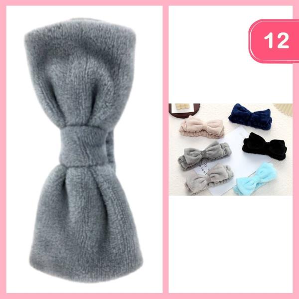 FUZZY BOW SPA HEADBAND (12 UNITS)