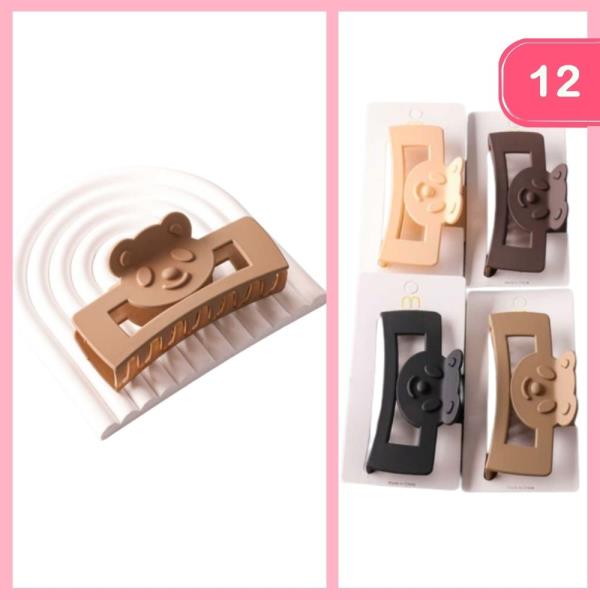 PANDA HEAD RECTANGLE CLAW CLIP (12 UNITS)