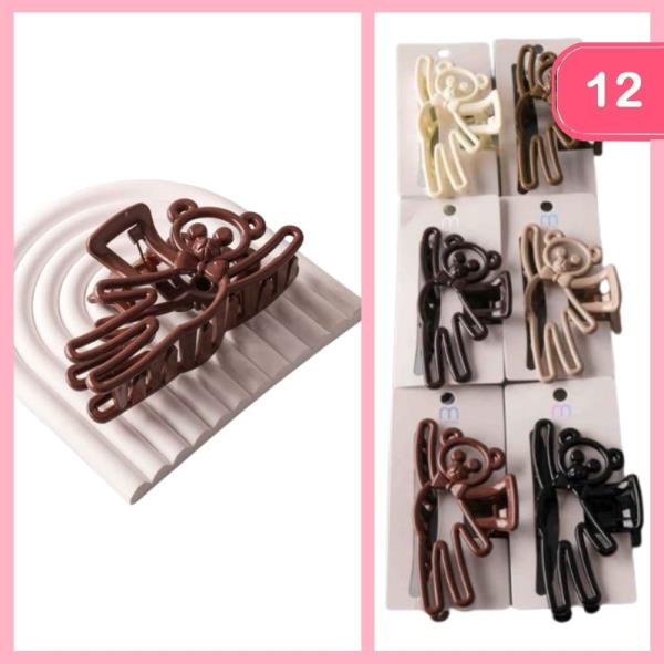 TEDDY BEAR CONTOUR CLAW CLIPS (12 UNITS)