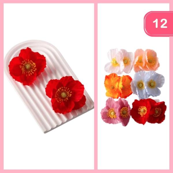 ARTIFICIAL POPPY FLOWER EARRINGS (12 UNITS)
