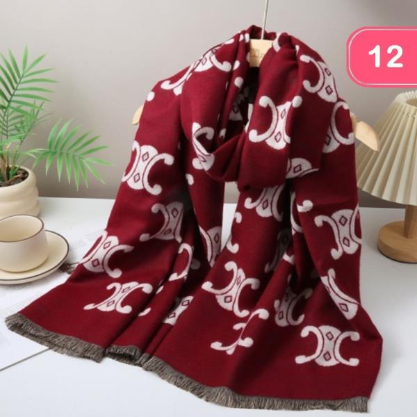 MONOGRAM KNIT OBLONG SCARF (12 UNITS)
