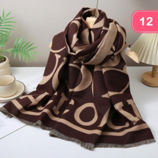 ROUND GEOMETRIC MONOGRAM KNIT OBLONG SCARF (12 UNITS)
